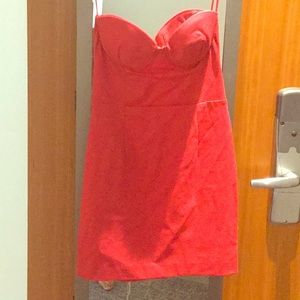 Sexy strapless red dress